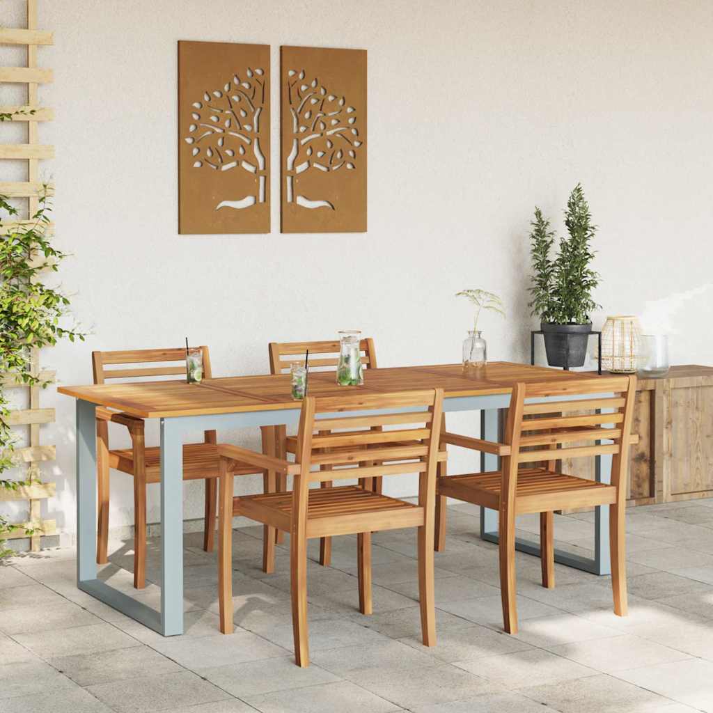 vidaXL Τραπέζι Κήπου Γκρι 200 x 90 x 75 cm Στερεό Ξύλο Ακακίας