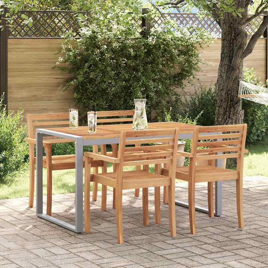 vidaXL Τραπέζι Κήπου Γκρι 140 x 80 x 75 cm Στερεό Ξύλο Ακακίας