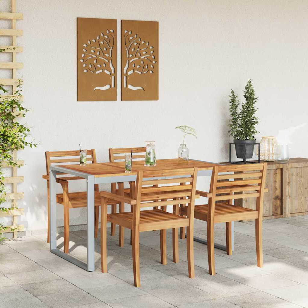 vidaXL Τραπέζι Κήπου Γκρι 140 x 80 x 75 cm Στερεό Ξύλο Ακακίας