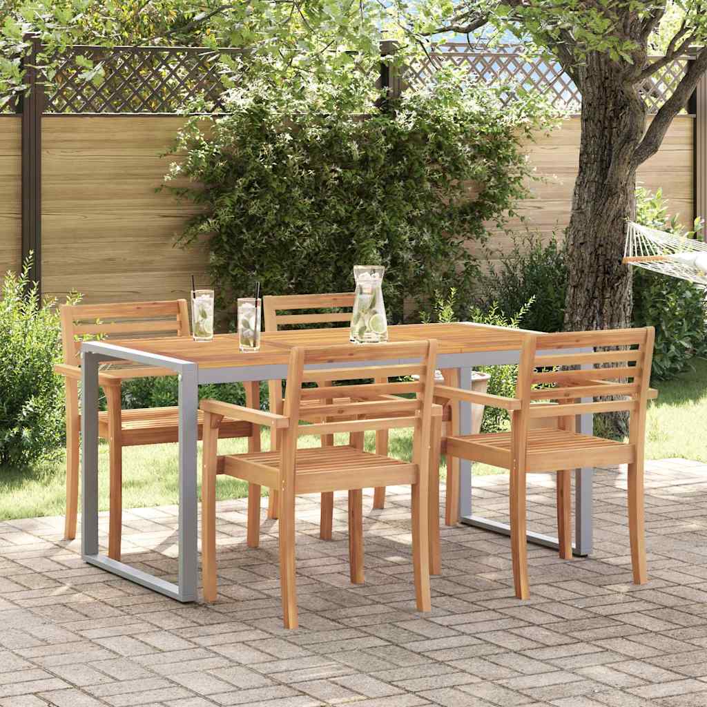 vidaXL Τραπέζι Κήπου Γκρι 160 x 80 x 75 cm Στερεό Ξύλο Ακακίας