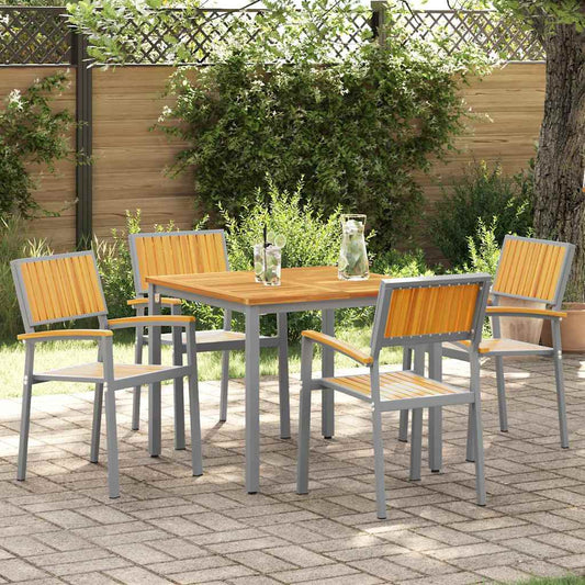 vidaXL Στοιβαζόμενη Καρέκλα 4 pcs Καφέ 56 x 57 x 87 εκ