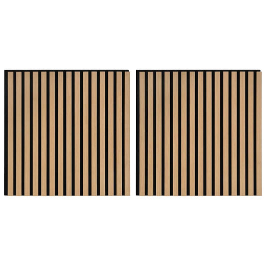 vidaXL Ακουστικά πάνελ τοίχου 2 τεμάχια με σχισμές καπλαμά δρυός