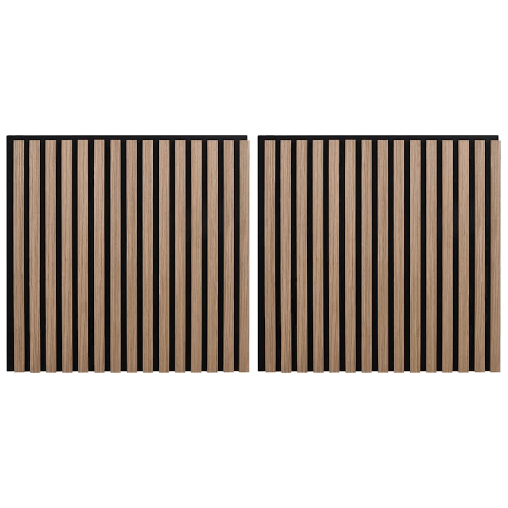 vidaXL Ακουστικά πάνελ τοίχου 2 τεμάχια με σχισμές καπλαμά δρυός