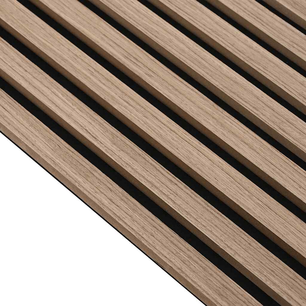 vidaXL Ακουστικά πάνελ τοίχου 8 τεμάχια με σχισμές καπλαμά δρυός