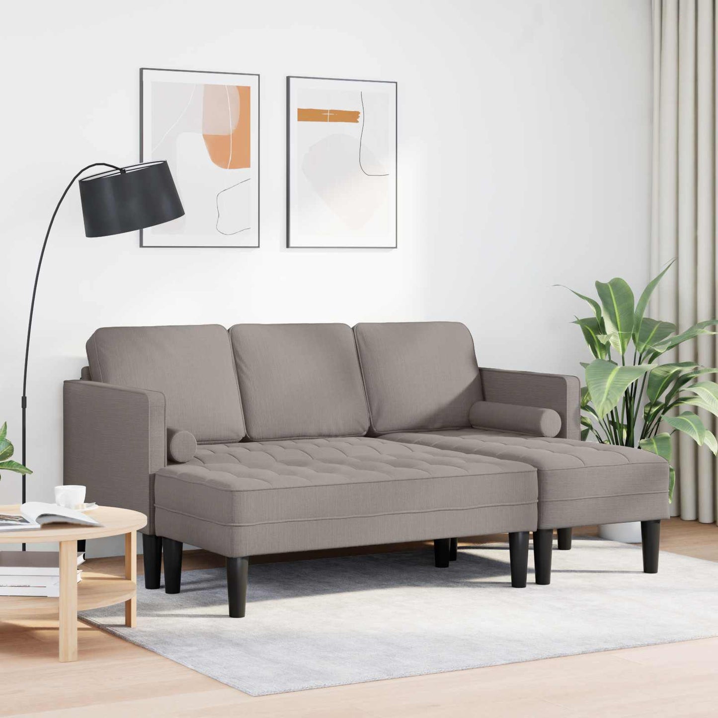 vidaXL Σετ Καναπέ με μαξιλάρι 2 pcs Taupe Πολυεστέρας