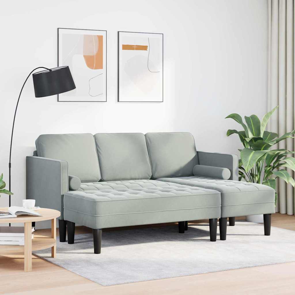 vidaXL Σετ Καναπέ με μαξιλάρι 2 pcs Ανοιχτό γκρι Πολυεστέρας
