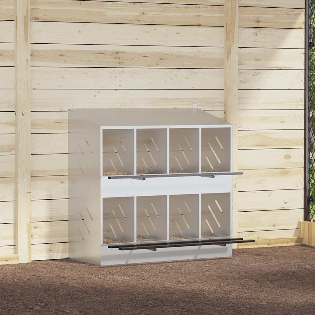 vidaXL Κουτί φωλιάς κοτόπουλου με 8 θήκες γαλβανισμένο ασήμι μέταλλο