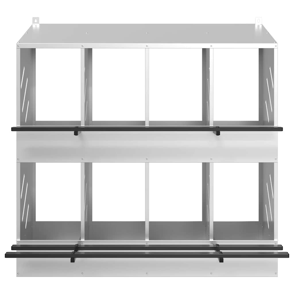 vidaXL Κουτί φωλιάς κοτόπουλου με 8 θήκες γαλβανισμένο ασήμι μέταλλο