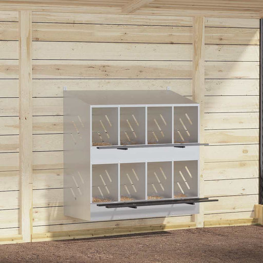 vidaXL Κουτί φωλιάς κοτόπουλου με 8 θήκες γαλβανισμένο ασήμι μέταλλο