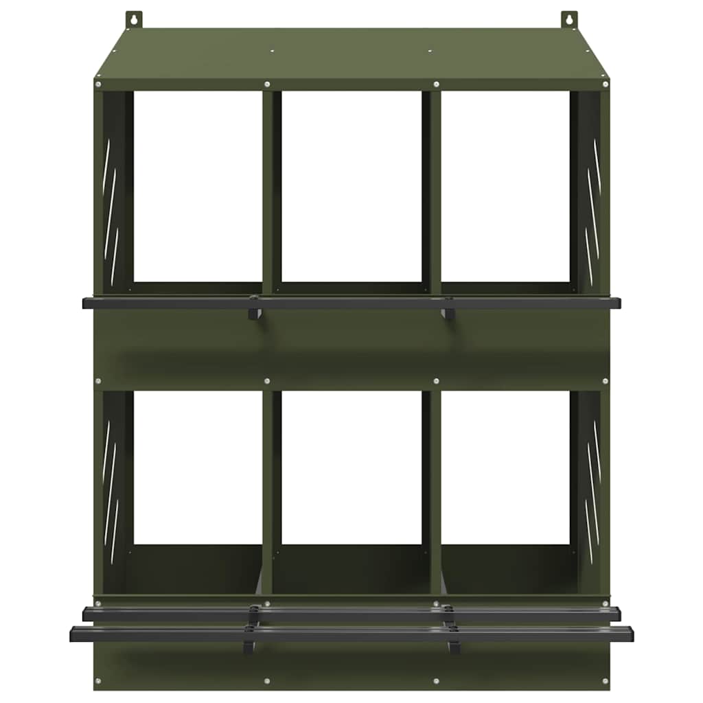 vidaXL Κουτί φωλιάσματος κοτόπουλου 6διαμερίσματα Ελαιοπράσινο μέταλλο