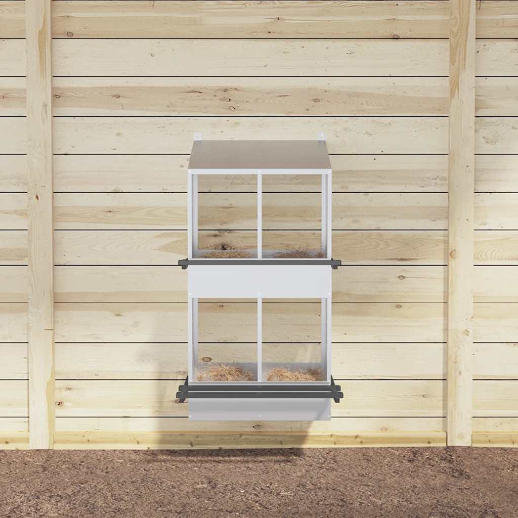 vidaXL Κουτί φωλιάς κοτόπουλου με 4 θήκες γαλβανισμένο ασήμι μέταλλο