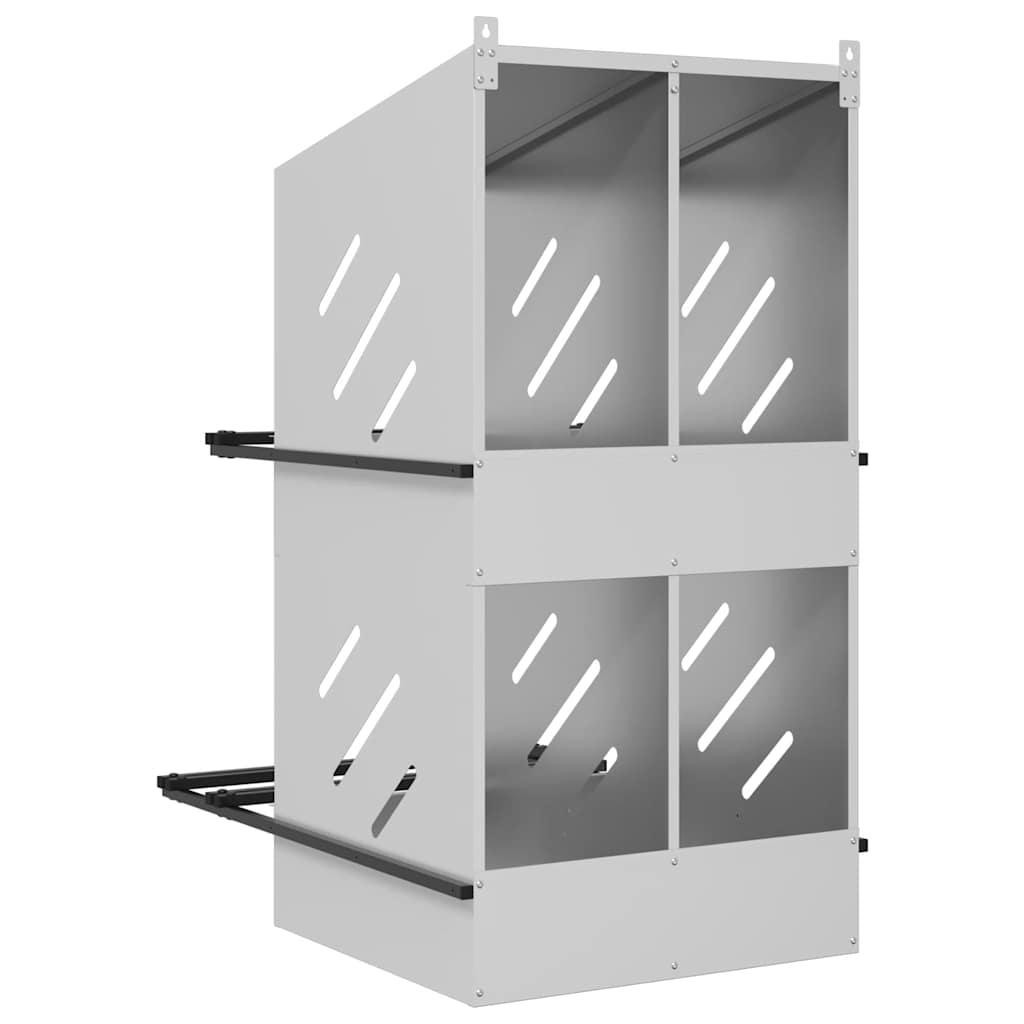 vidaXL Κουτί φωλιάς κοτόπουλου με 4 θήκες γαλβανισμένο ασήμι μέταλλο