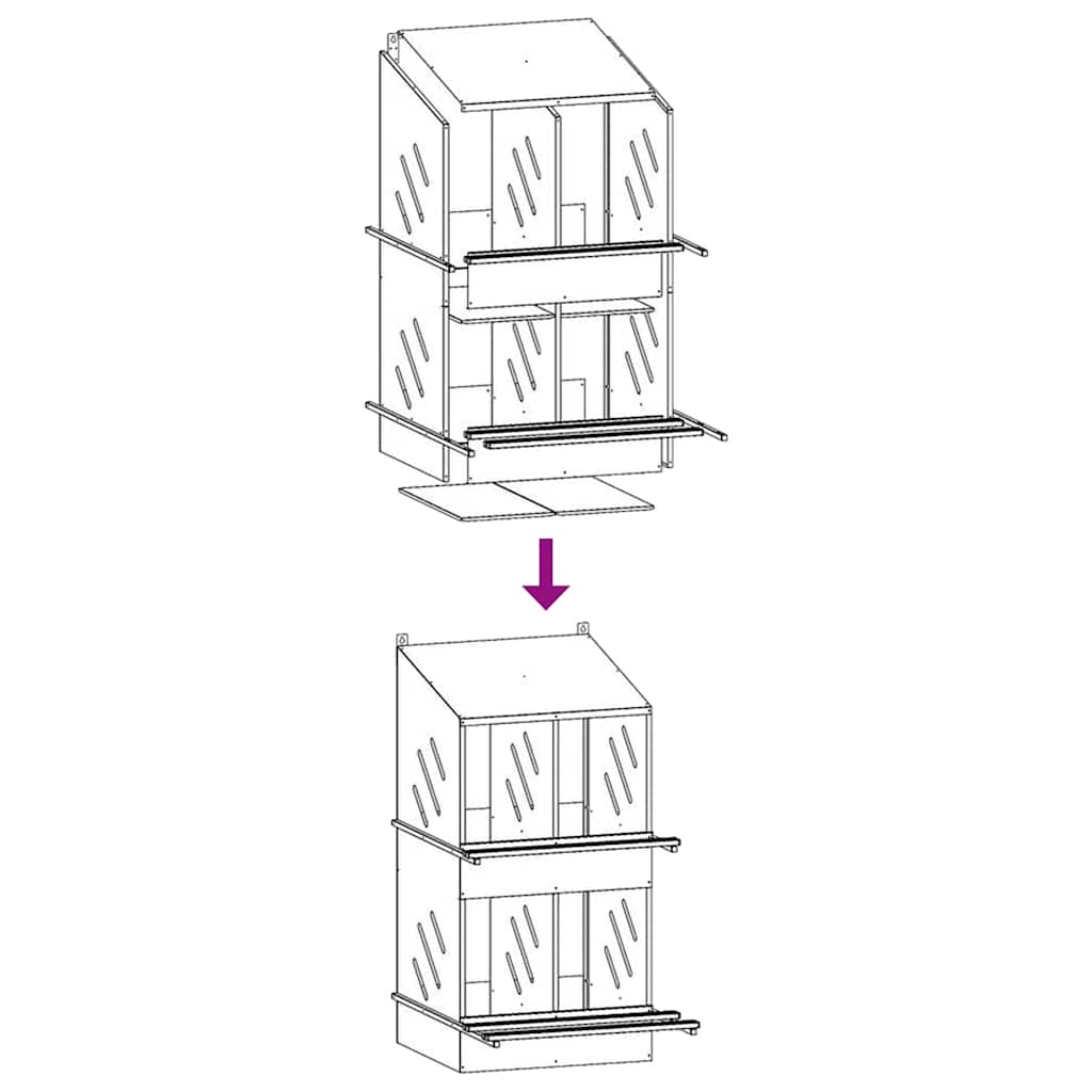 vidaXL Κουτί φωλιάς κοτόπουλου με 4 θήκες γαλβανισμένο ασήμι μέταλλο