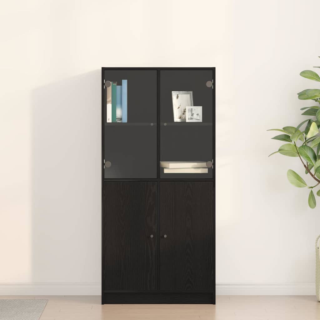 vidaXL Highboard Μαύρο 68 x 37 x 142 εκ Επεξεργασμένο ξύλο