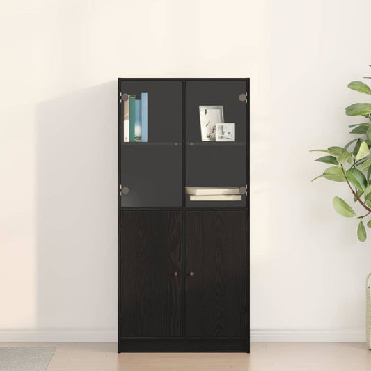vidaXL Highboard Μαύρο 68 x 37 x 142 εκ Επεξεργασμένο ξύλο