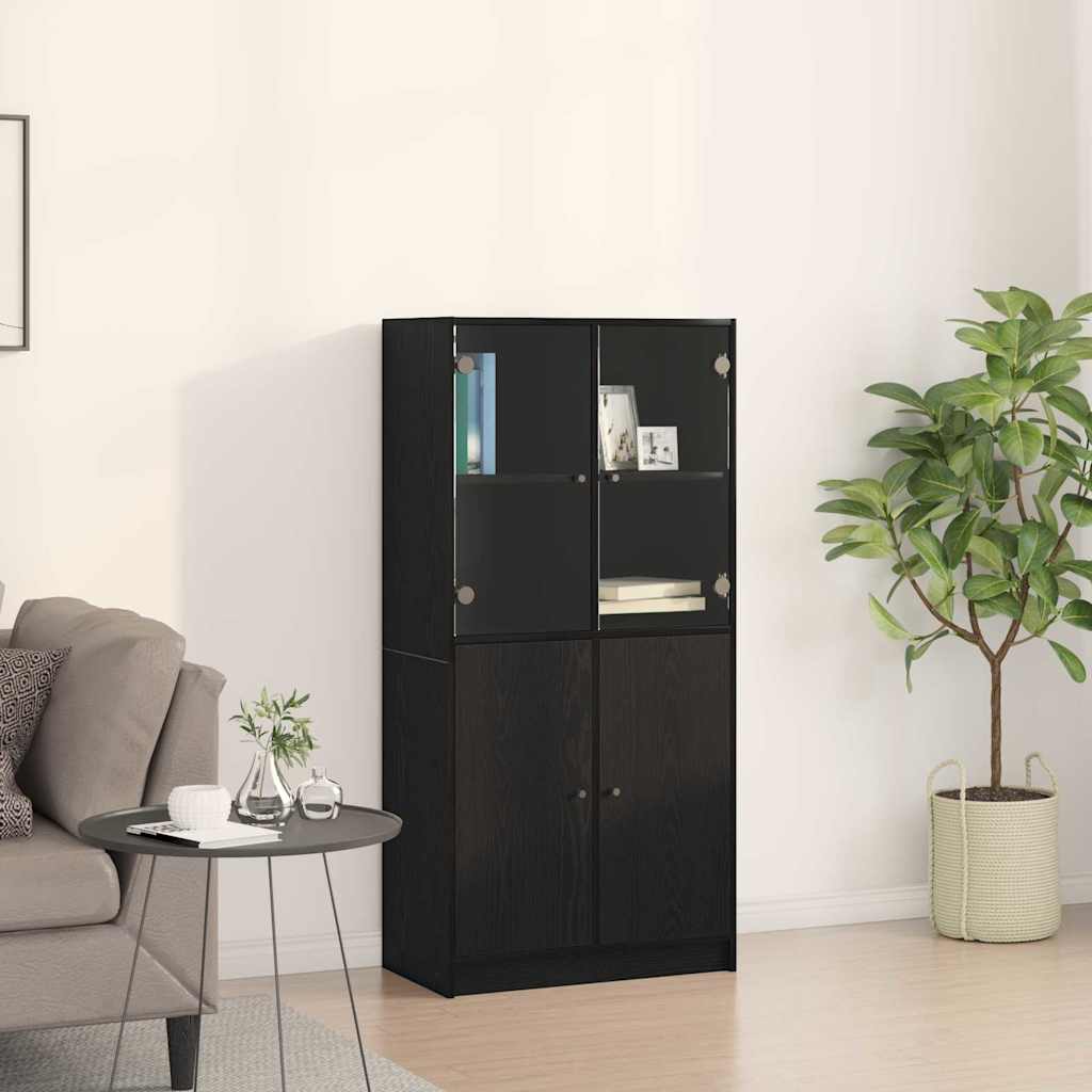 vidaXL Highboard Μαύρο 68 x 37 x 142 εκ Επεξεργασμένο ξύλο