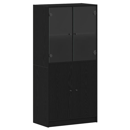 vidaXL Highboard Μαύρο 68 x 37 x 142 εκ Επεξεργασμένο ξύλο