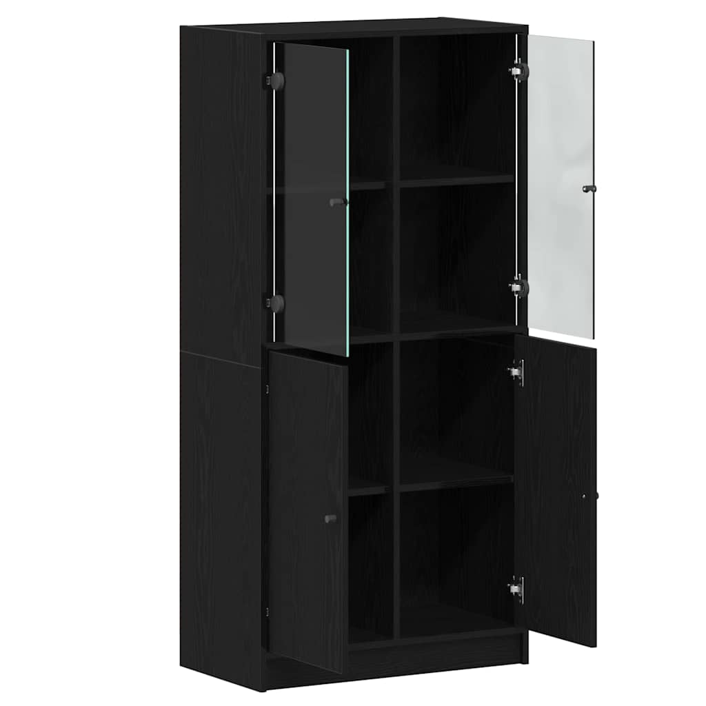 vidaXL Highboard Μαύρο 68 x 37 x 142 εκ Επεξεργασμένο ξύλο
