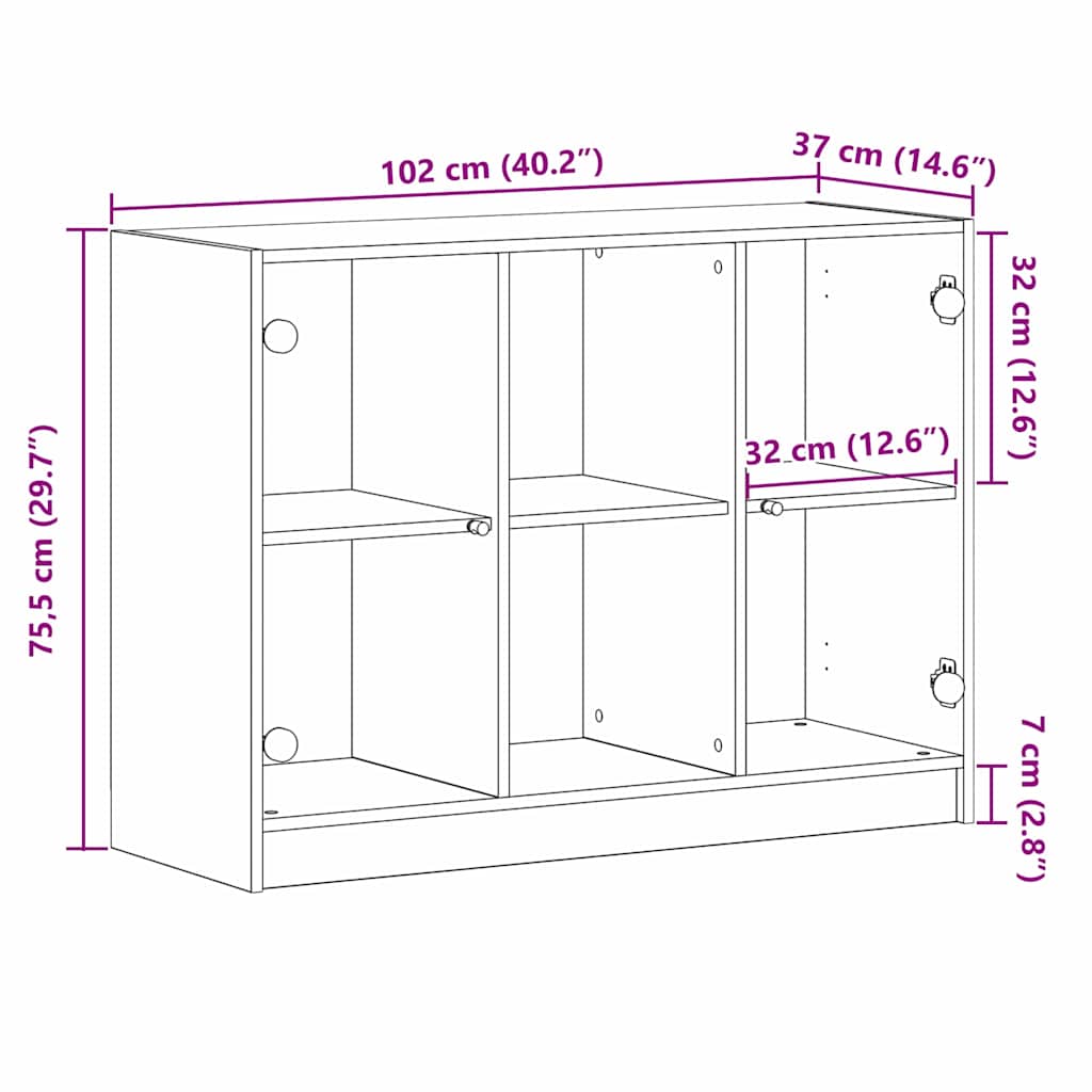 vidaXL Μπουφέ Μαύρο Δρυς 102x37x75,5 εκ Κατασκευασμένο Ξύλο
