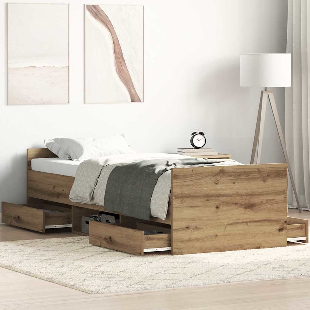 vidaXL Σκελετός Κρεβατιού με συρτάρι Artisan Oak 193 x 78 x 50 εκ.
