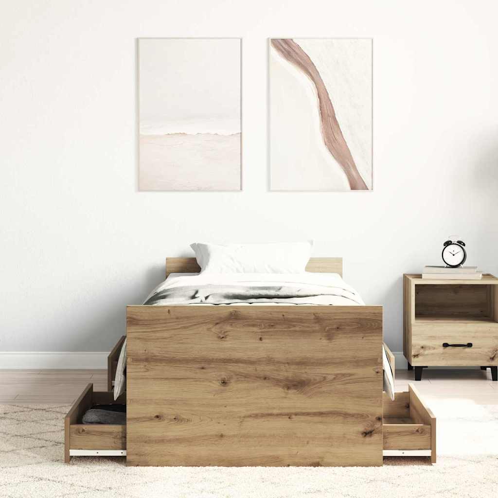 vidaXL Σκελετός Κρεβατιού με συρτάρι Artisan Oak 193 x 78 x 50 εκ.