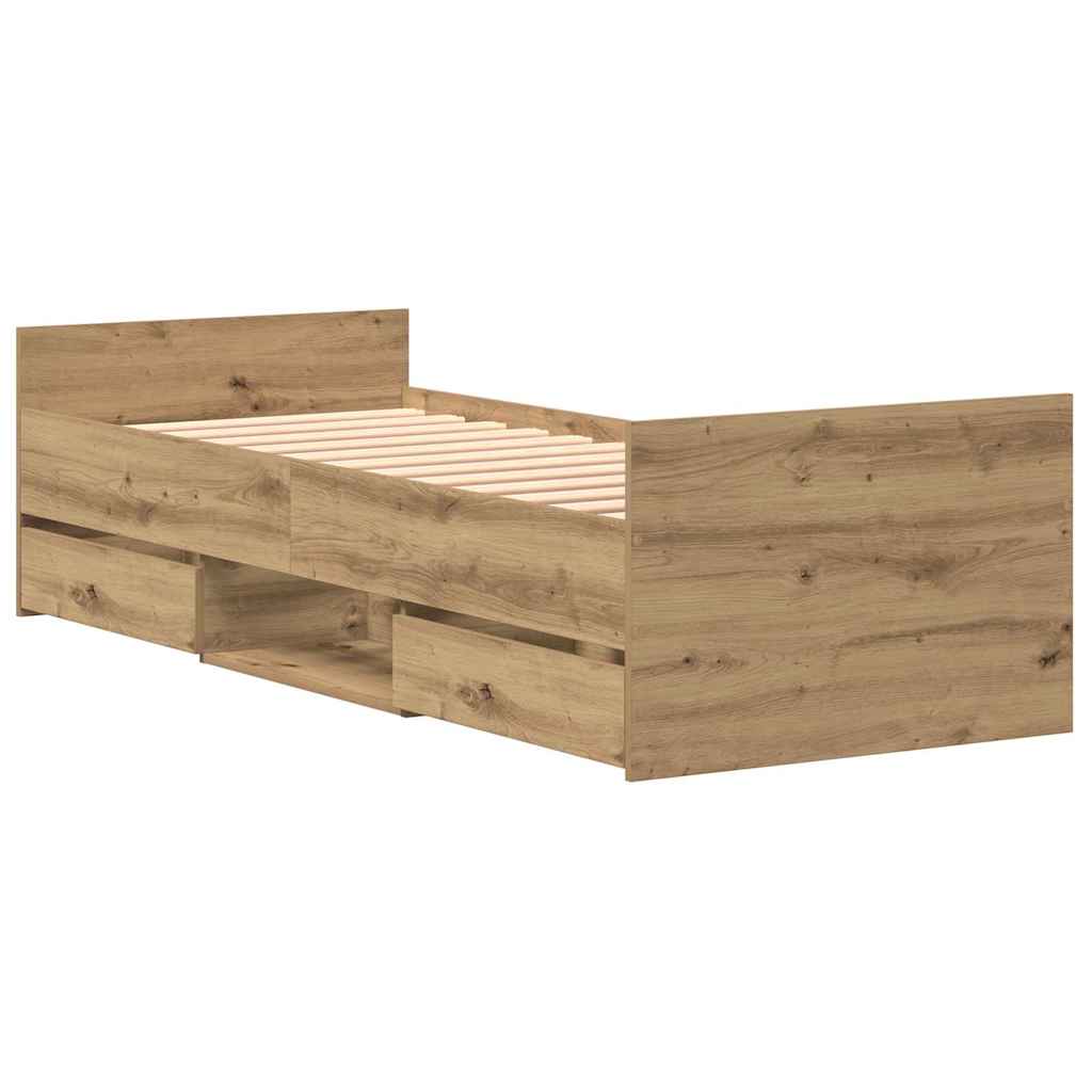 vidaXL Σκελετός Κρεβατιού με συρτάρι Artisan Oak 193 x 78 x 50 εκ.