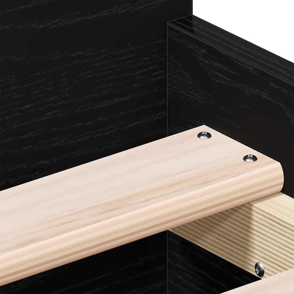 vidaXL Κρεβάτι χωρίς Στρώμα Μαύρη Δρυς 75x190 εκ Επεξεργασμένο Ξύλο