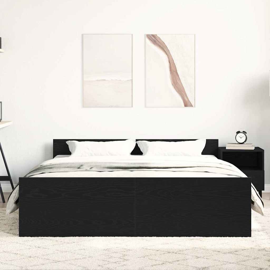 vidaXL Πλαίσιο κρεβατιού χωρίς στρώμα Μαύρη Δρυς Κατασκευασμένο ξύλο
