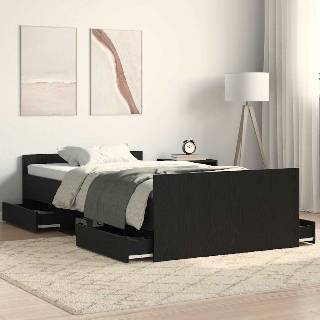 vidaXL Κρεβάτι χωρίς Στρώμα Μαύρο Δρυς 90x200 εκ Επεξεργασμένο Ξύλο