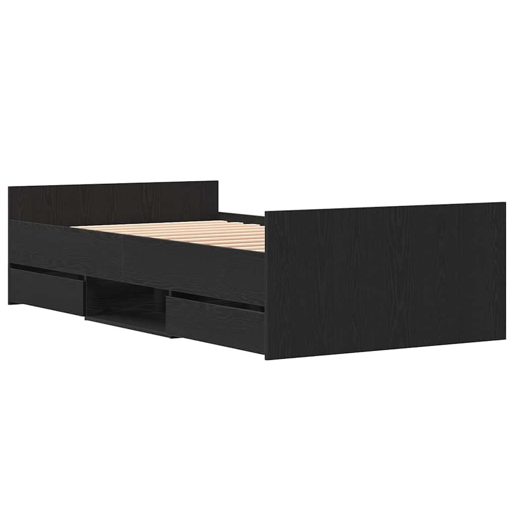 vidaXL Κρεβάτι χωρίς Στρώμα Μαύρο Δρυς 90x200 εκ Επεξεργασμένο Ξύλο