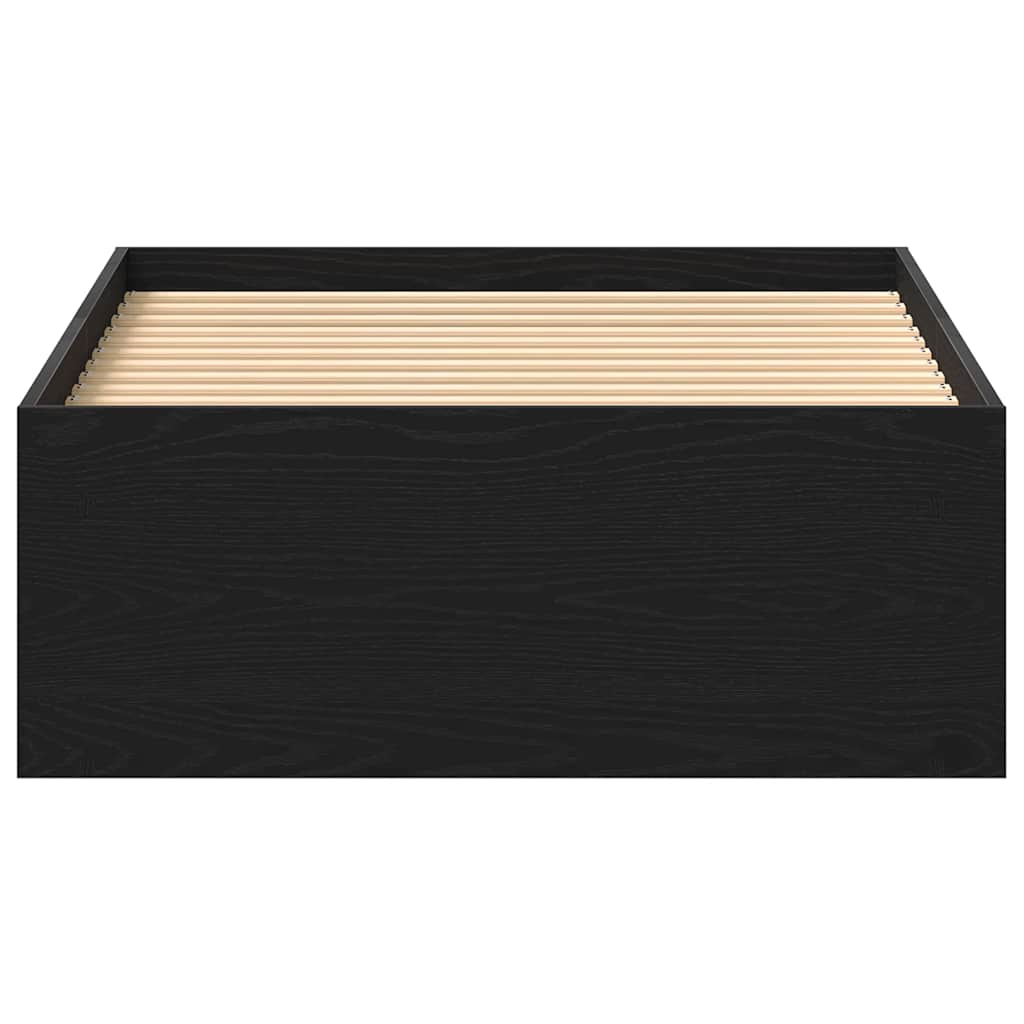 vidaXL Πλαίσιο Κρεβ. Χωρ. Στρώμα Μαύρη βελανιδιά 90x200 εκ. Επεξ. Ξύλο