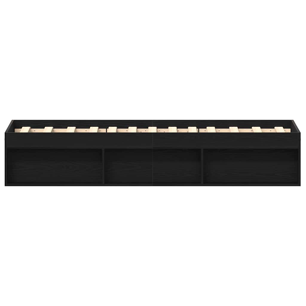 vidaXL Πλαίσιο Κρεβ. Χωρ. Στρώμα Μαύρη βελανιδιά 90x200 εκ. Επεξ. Ξύλο