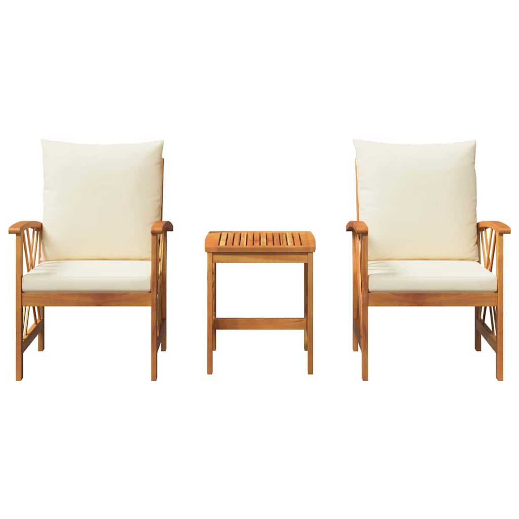 vidaXL Σετ Καναπέ Κήπου με μαξιλάρι 3 pcs Καφέ Μασίφ ξύλο ακακίας