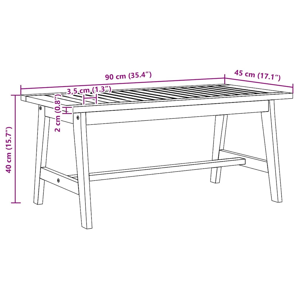 vidaXL Τραπέζι καφέ 90x45x40 εκ Μασίφ ξύλο ακακίας