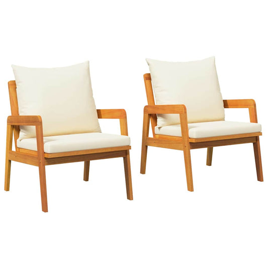 vidaXL Καρέκλα Κήπου με μαξιλάρι 2 pcs Καφέ Μασίφ ξύλο ακακίας