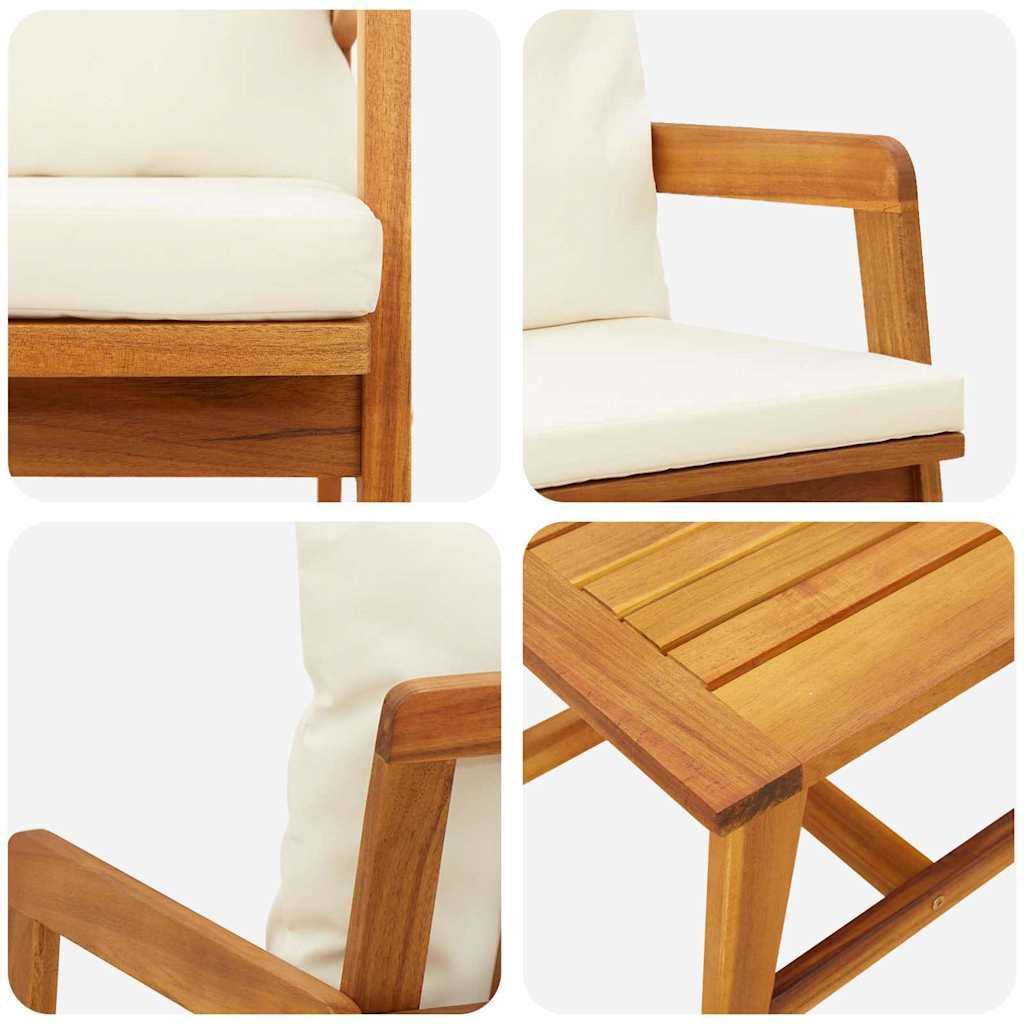 vidaXL Σετ μπιστρό με μαξιλάρι 3 pcs Καφέ Στερεό Ξύλο Ακακίας