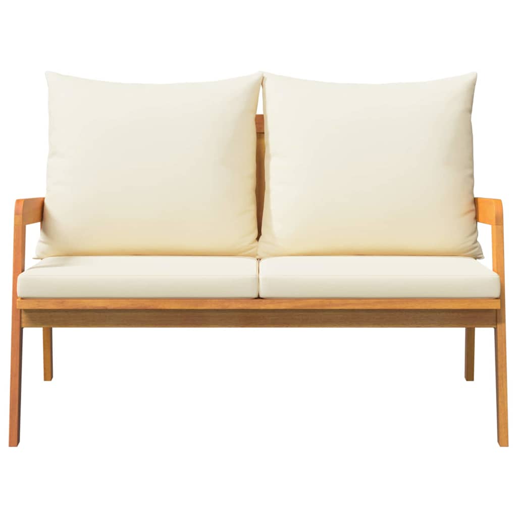 vidaXL Παγκάκι κήπου με μαξιλάρι Καφέ Μασίφ ξύλο ακακίας