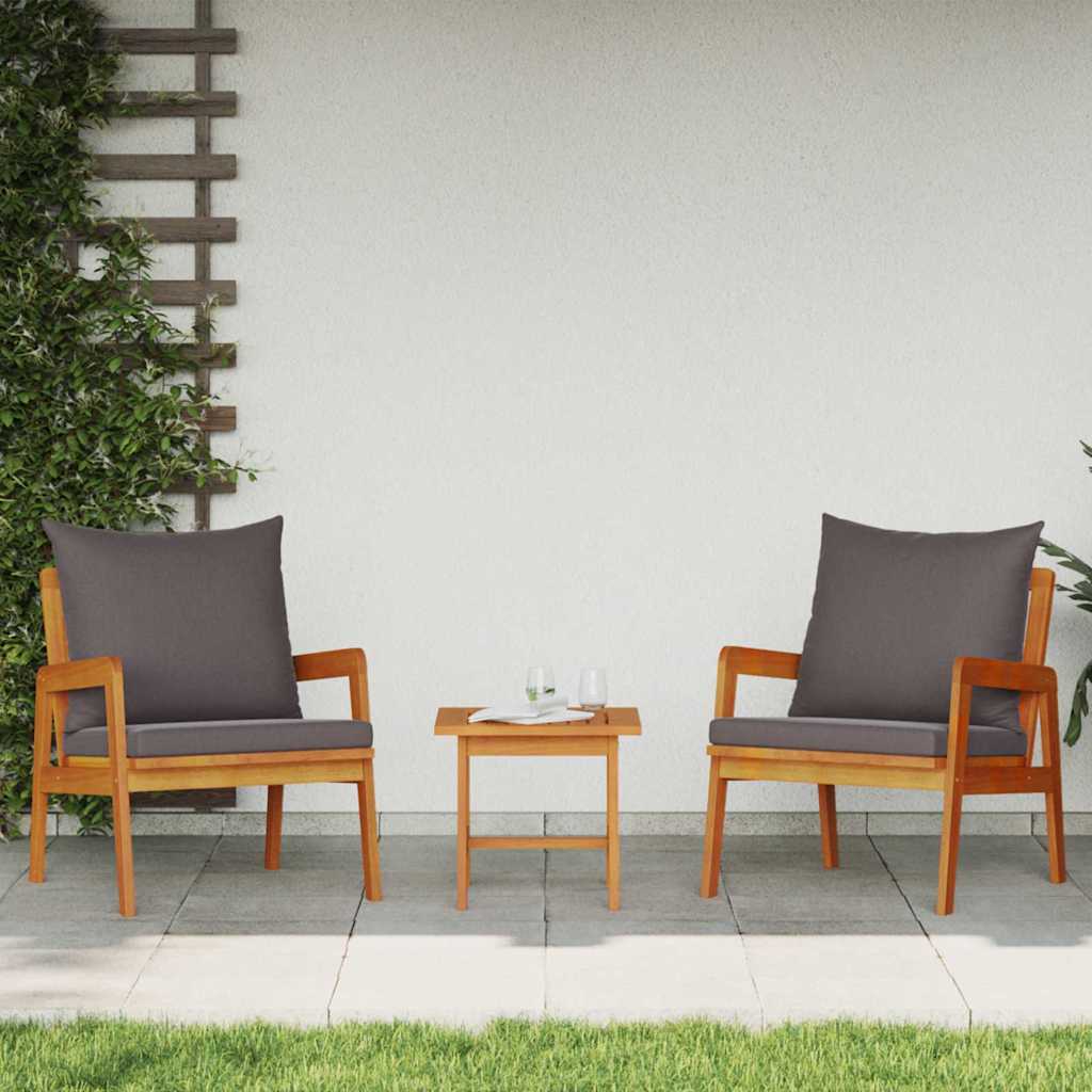 vidaXL Καρέκλα Κήπου με μαξιλάρι 2 pcs Φυσικό Λάδι Στερεό Ξύλο Ακακίας