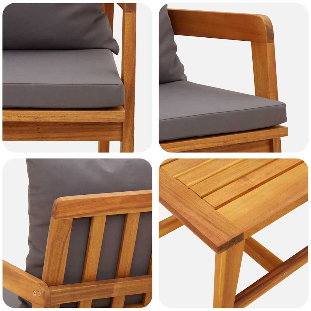 vidaXL Σετ μπιστρό Καφέ 45 x 45 x 38 εκ. Μασίφ ξύλο ακακίας