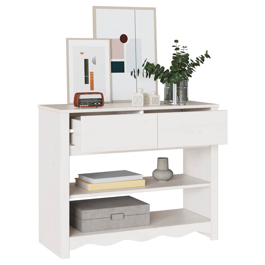 vidaXL Τραπέζι κονσόλας με συρτάρι Drammen Λευκό 89,5 x 37 x 73 εκ