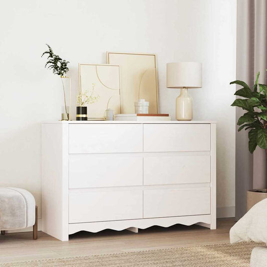 vidaXL Συρταριέρα "DRAMMEN" Λευκή 111x43x73,5 εκ Στερεό Ξύλο Πεύκου