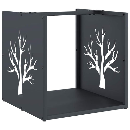 vidaXL Ράφι Καυσόξυλων Ανθρακί 40x40x40 εκ. Χάλυβας ψυχρής έλασης