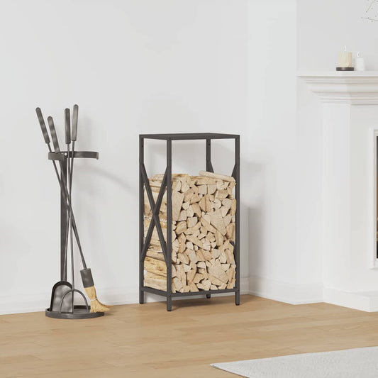 vidaXL Ράφι για καυσόξυλα Μαύρο 34x25x70 cm Ατσάλι ψυχρής έλασης
