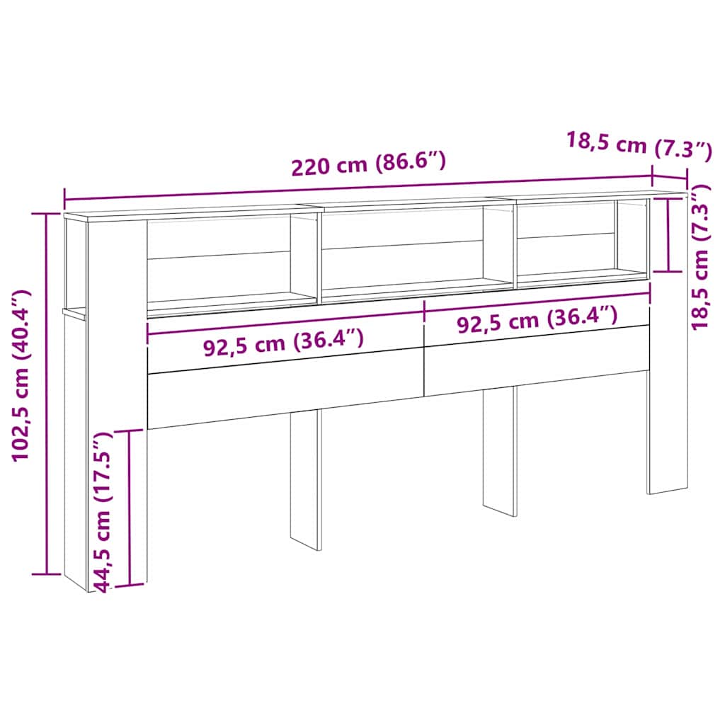 vidaXL Κρεβάτι με Κεφαλάρι 220 x 18,5 x 104,5 εκ. Επεξεργασμένο ξύλο