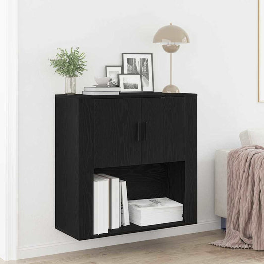 vidaXL Ντουλάπα Τοίχου Μαύρη δρυς 80 x 33 x 80 εκ. Επεξεργασμένο ξύλο