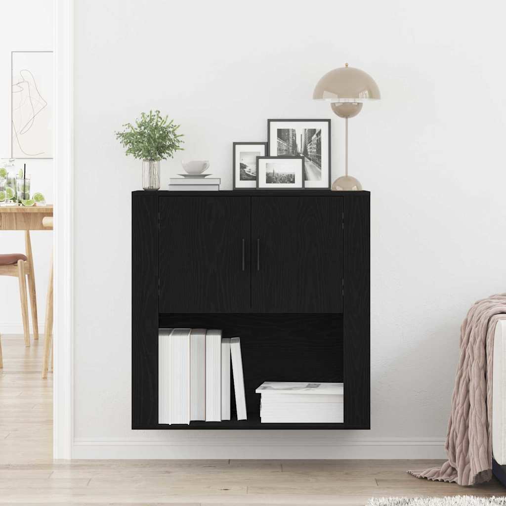 vidaXL Ντουλάπα Τοίχου Μαύρη δρυς 80 x 33 x 80 εκ. Επεξεργασμένο ξύλο
