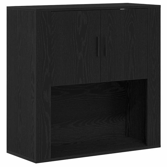 vidaXL Ντουλάπα Τοίχου Μαύρη δρυς 80 x 33 x 80 εκ. Επεξεργασμένο ξύλο