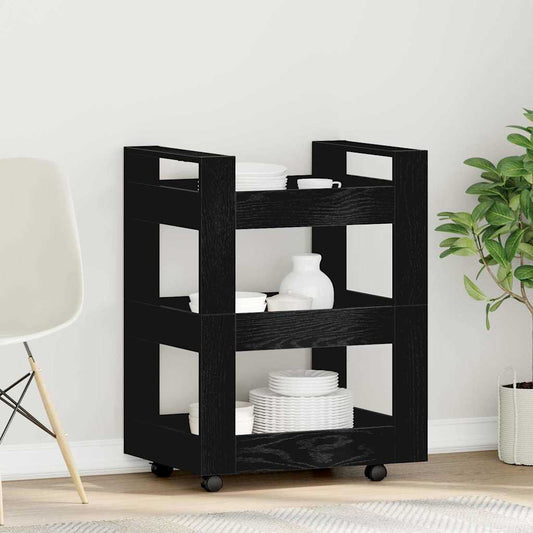 vidaXL Καρότσι Κουζίνας Μαύρη δρυς 60 x 45 x 80 εκ Επεξεργασμένο ξύλο