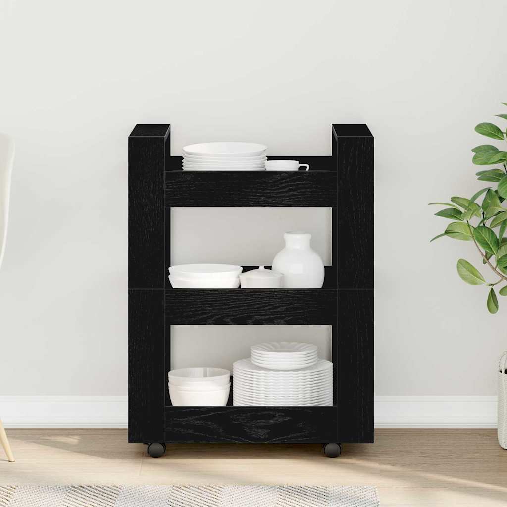 vidaXL Καρότσι Κουζίνας Μαύρη δρυς 60 x 45 x 80 εκ Επεξεργασμένο ξύλο