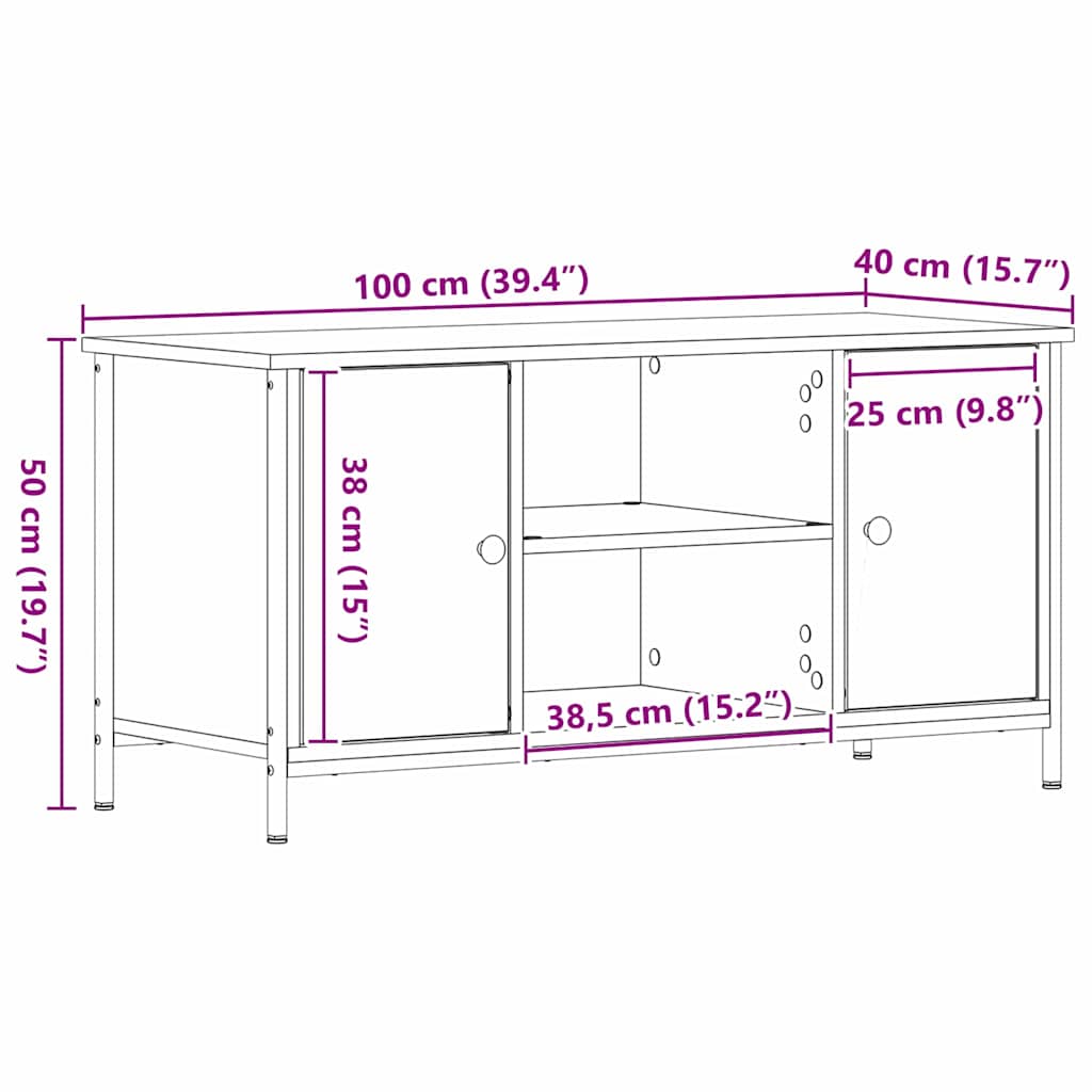 vidaXL Ντουλάπι TV artisan δρυς 100 x 40 x 50 cm Επεξεργασμένο ξύλο